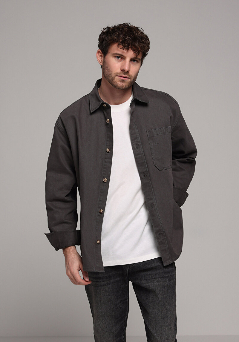 Imagine a Jachetă De Barbati Antracit Oversize Fit Cl1077616