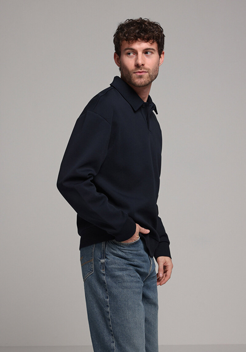 Imagine a Hanorac / Bluza De Barbati Albastru Marin Comfort Fit  Cl1077621