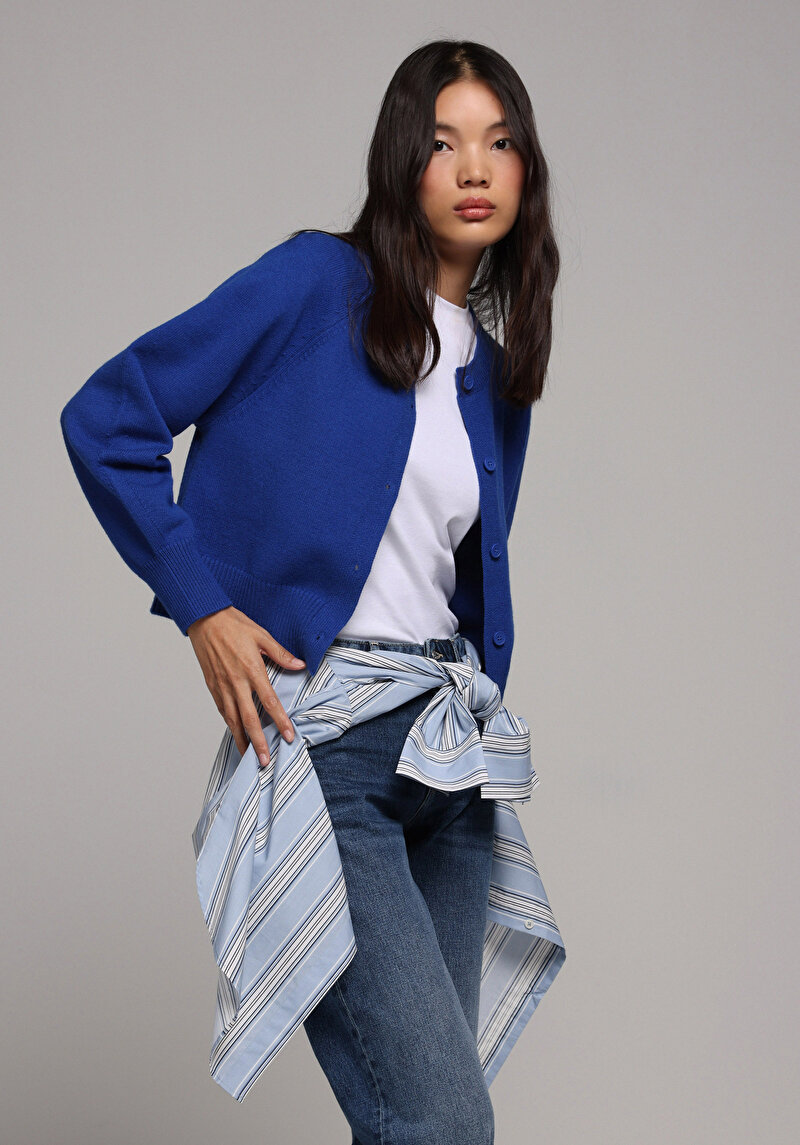 Imagine a Cardigan De Dama Albastru Regular Fit Cl1077912