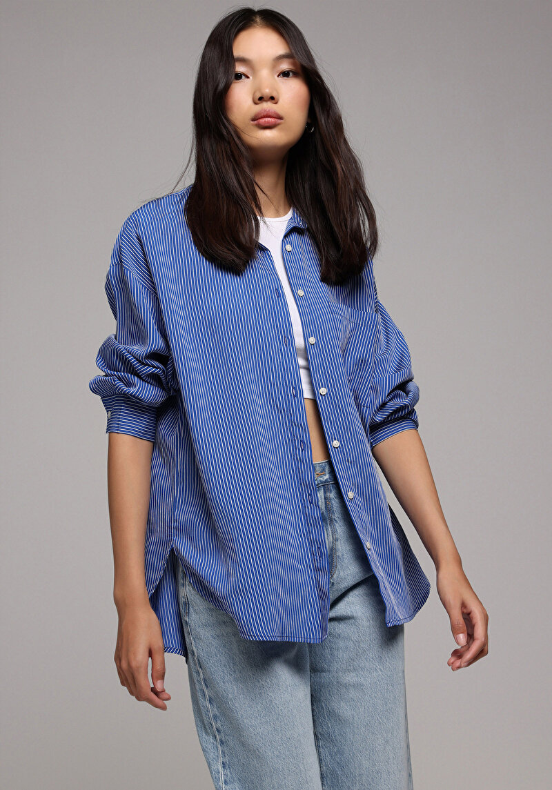 Imagine a Camasa Cu Maneca Lunga De Dama Albastru Fashion Fit Cl1078109