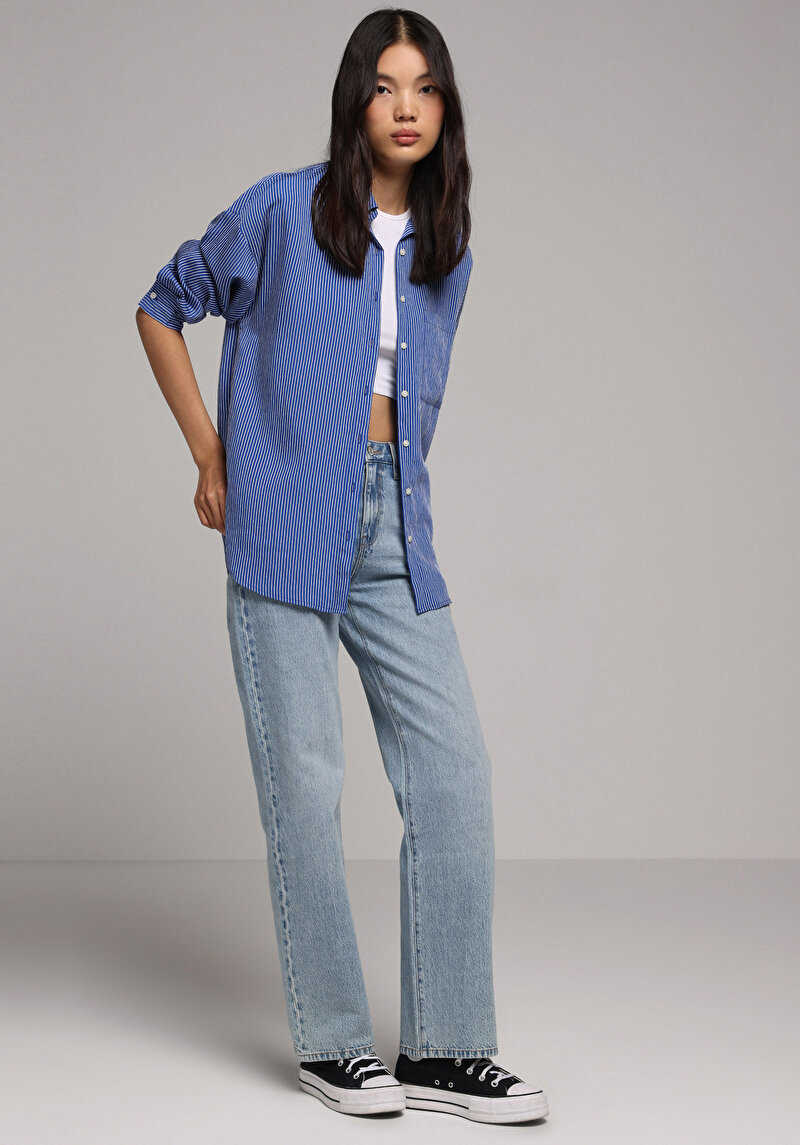 Imagine a Camasa Cu Maneca Lunga De Dama Albastru Fashion Fit Cl1078109