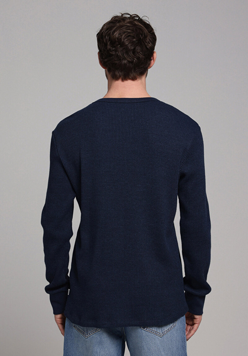 Imagine a Tricou Cu Maneca Lunga De Barbati Albastru Regular Fit Cl1077607