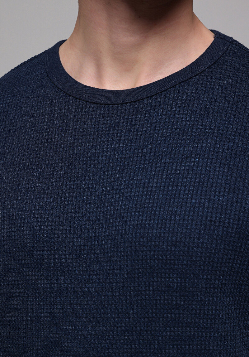 Imagine a Tricou Cu Maneca Lunga De Barbati Albastru Regular Fit Cl1077607