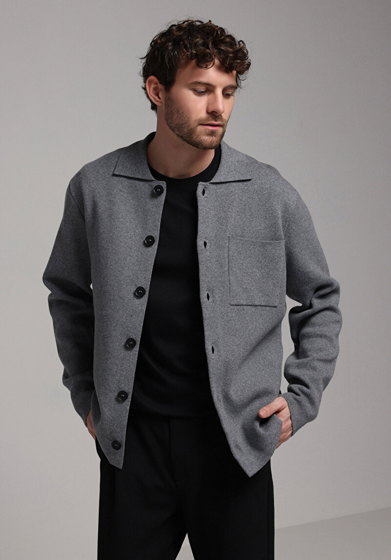 Imagine a Cardigan De Barbati Gri Regular Fit  Cl1077938