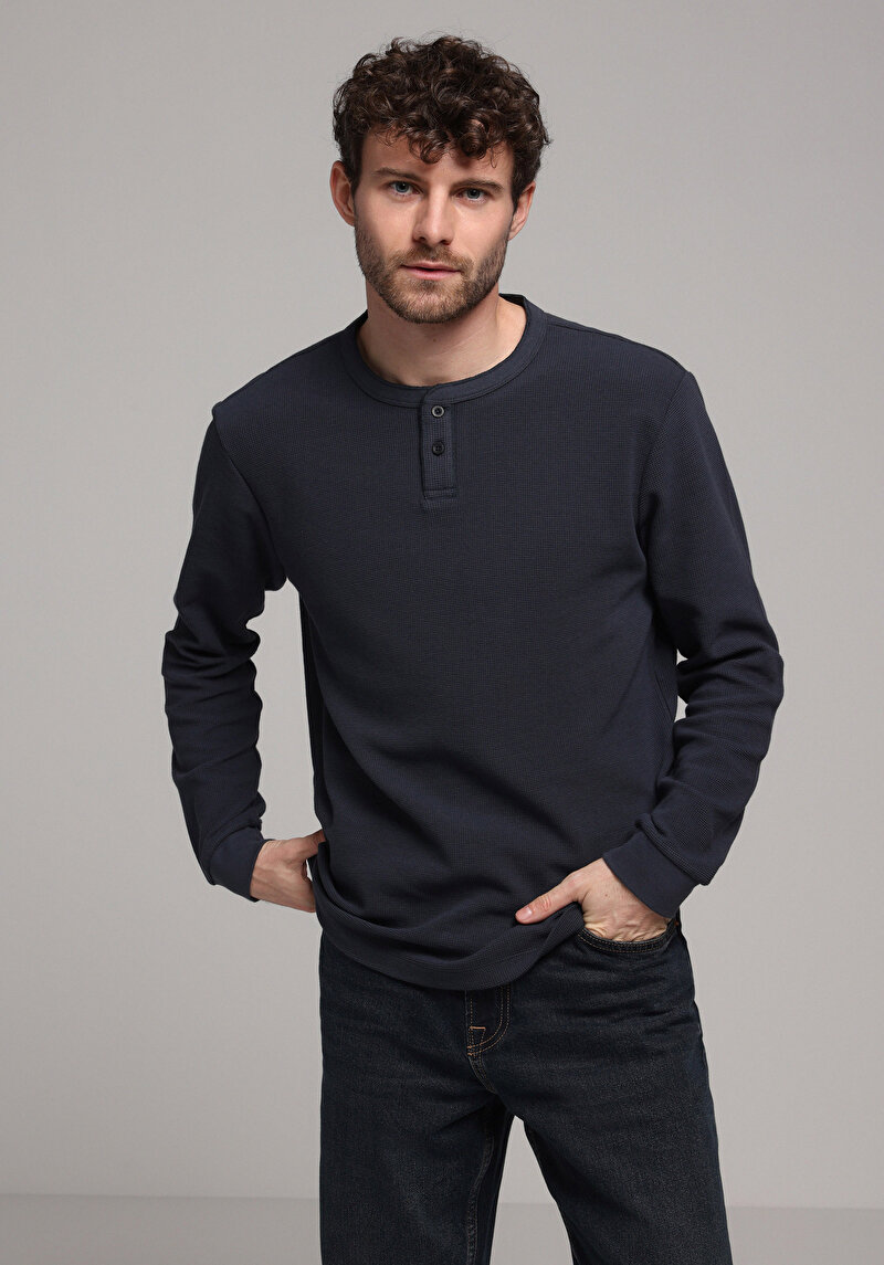 Imagine a Tricou Cu Maneca Lunga De Barbati Antracit Regular Fit  Cl1078190