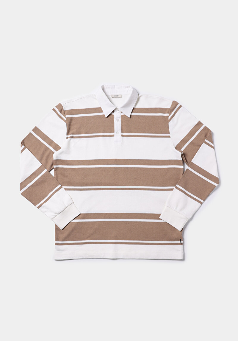 Imagine a Tricou Cu Maneca Lunga De Barbati Bej Comfort Fit Cl1077435