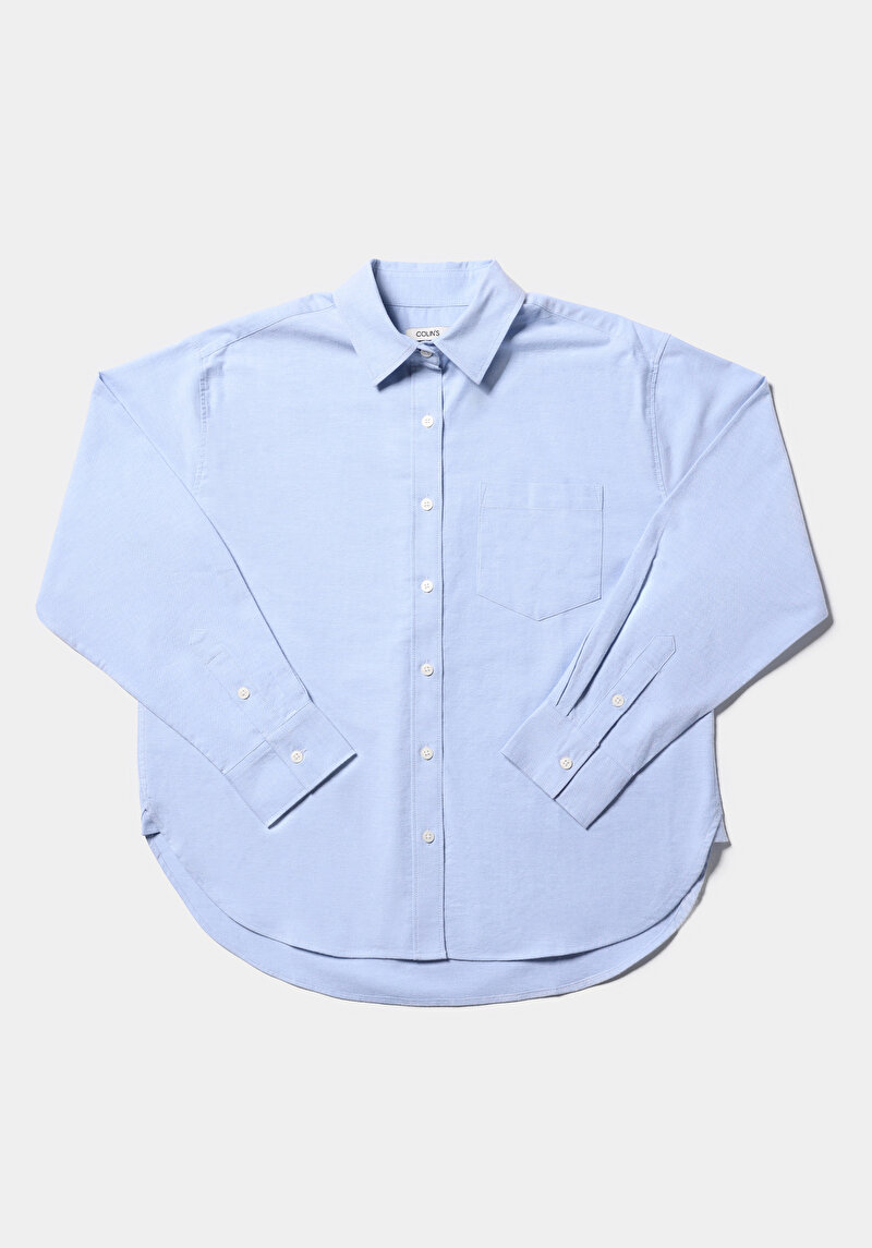 Afișați detalii pentru Camasa Cu Maneca Lunga De Dama Albastru Boyfriend Fit  Cl1078107