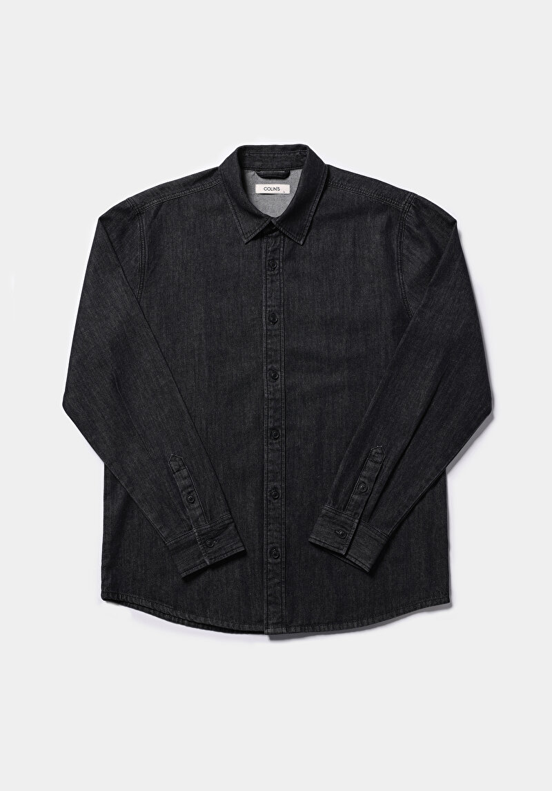 Afișați detalii pentru Camasa Cu Maneca Lunga De Barbati Negru Regular Fit  Cl1078188