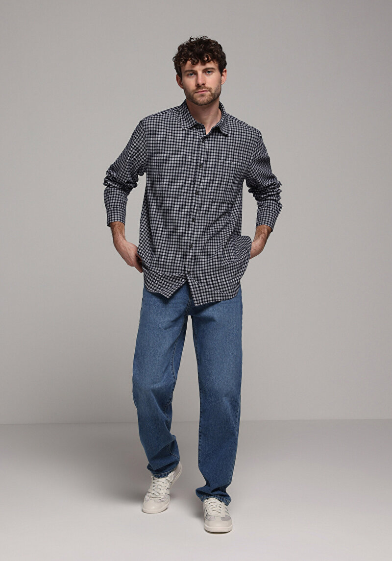 Afișați detalii pentru Camasa Cu Maneca Lunga De Barbati Albastru Marin Comfort Fit  Cl1077705