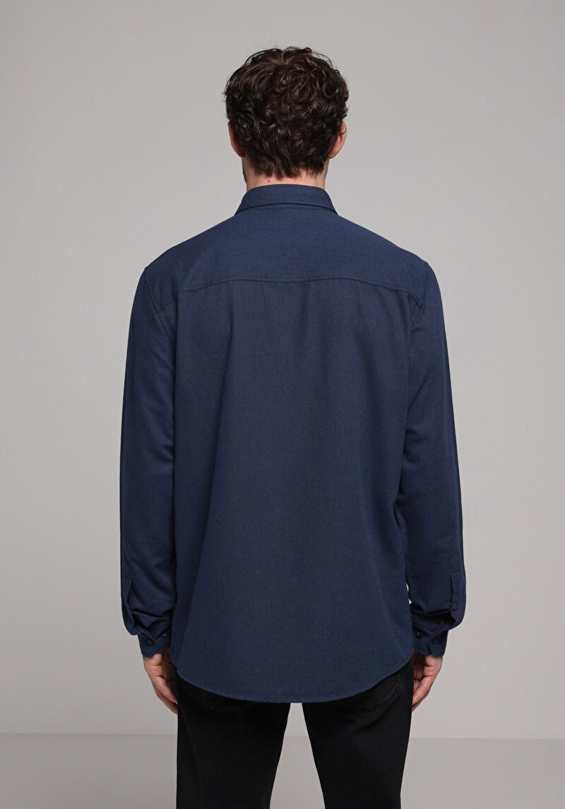 Imagine a Camasa Cu Maneca Lunga De Barbati Albastru Marin Regular Fit Cl1078055