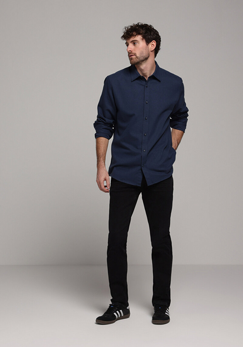 Afișați detalii pentru Camasa Cu Maneca Lunga De Barbati Albastru Marin Regular Fit  Cl1078055