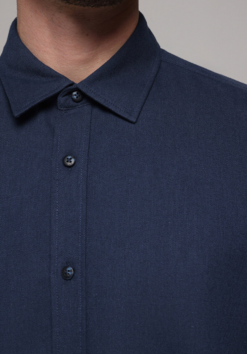 Imagine a Camasa Cu Maneca Lunga De Barbati Albastru Marin Regular Fit Cl1078055