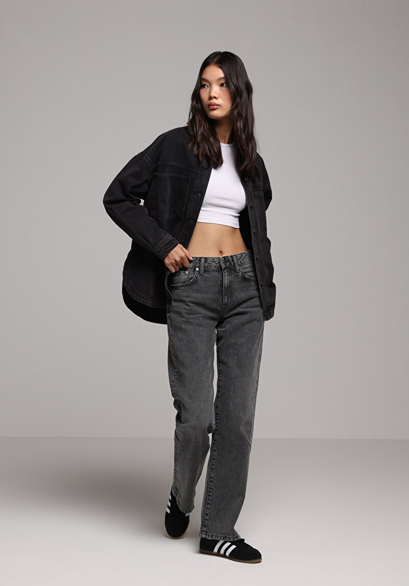 Imagine a Pantaloni De Dama Negru Straight Fit Cl1078210