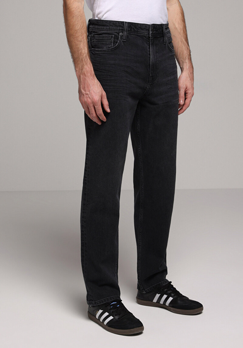 Imagine a Pantaloni De Barbati Negru Loose Straight Fit Cl1078167