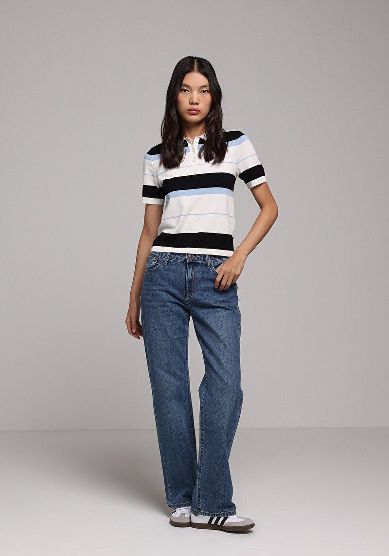 Imagine a Pantaloni De Dama Albastru Straight Fit Cl1078212