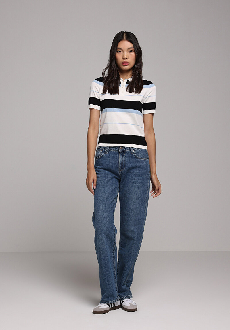 Imagine a Pantaloni De Dama Albastru Straight Fit Cl1078212