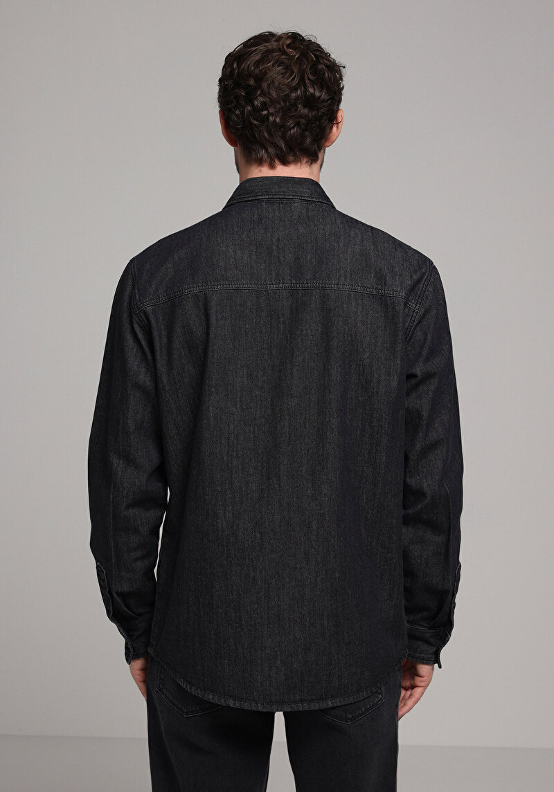 Imagine a Camasa Cu Maneca Lunga De Barbati Negru Regular Fit Cl1078188