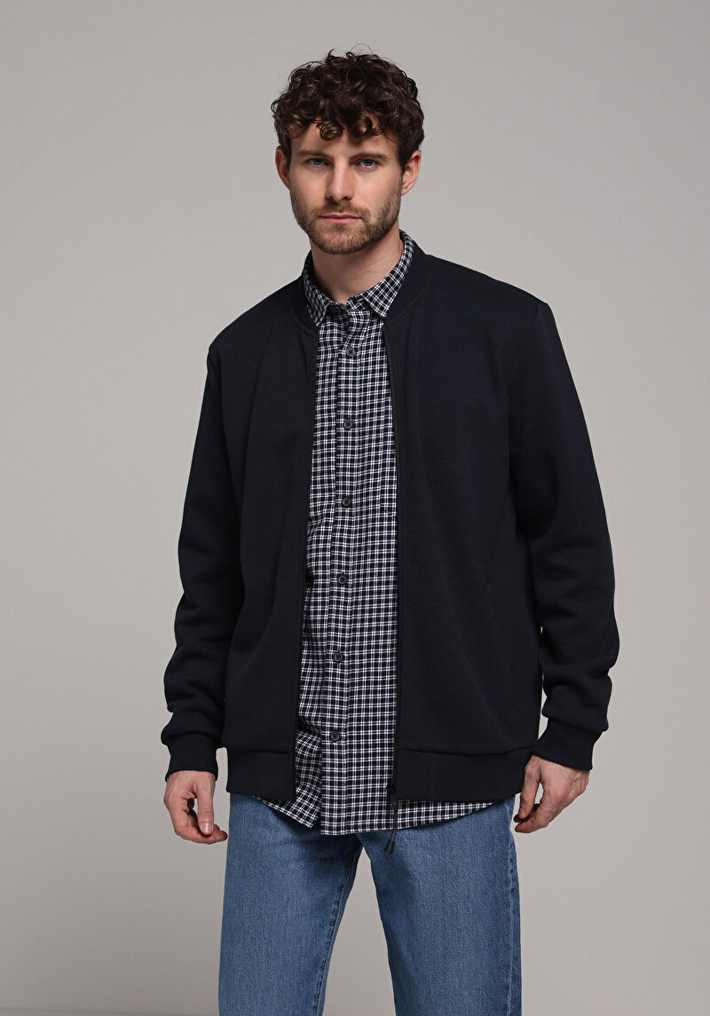 Imagine a Jacheta De Barbati Albastru Marin Slim Fit Cl1078300