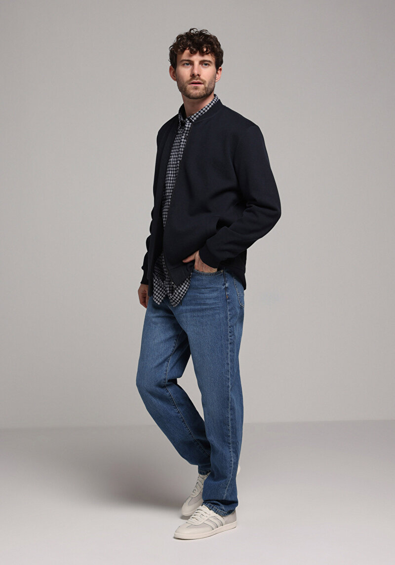 Imagine a Jacheta De Barbati Albastru Marin Slim Fit Cl1078300