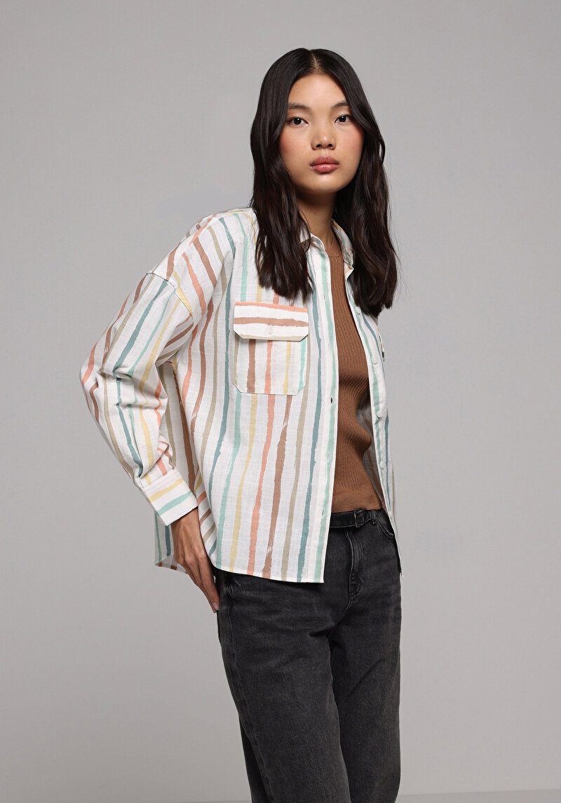 Imagine a Camasa Cu Maneca Lunga De Dama Multicolor Regular Fit Cl1078453