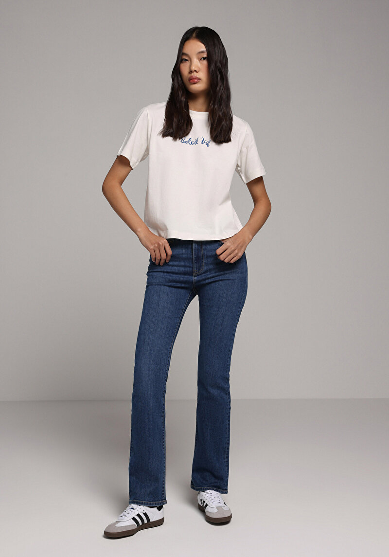 Imagine a Tricou Cu Maneca Scurta De Dama Alb Boxy Fit Cl1078801