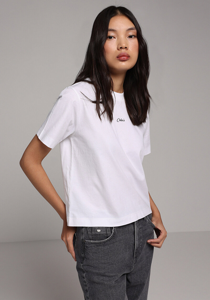 Imagine a Tricou Cu Maneca Scurta De Dama Alb Boxy Fit  Cl1079348