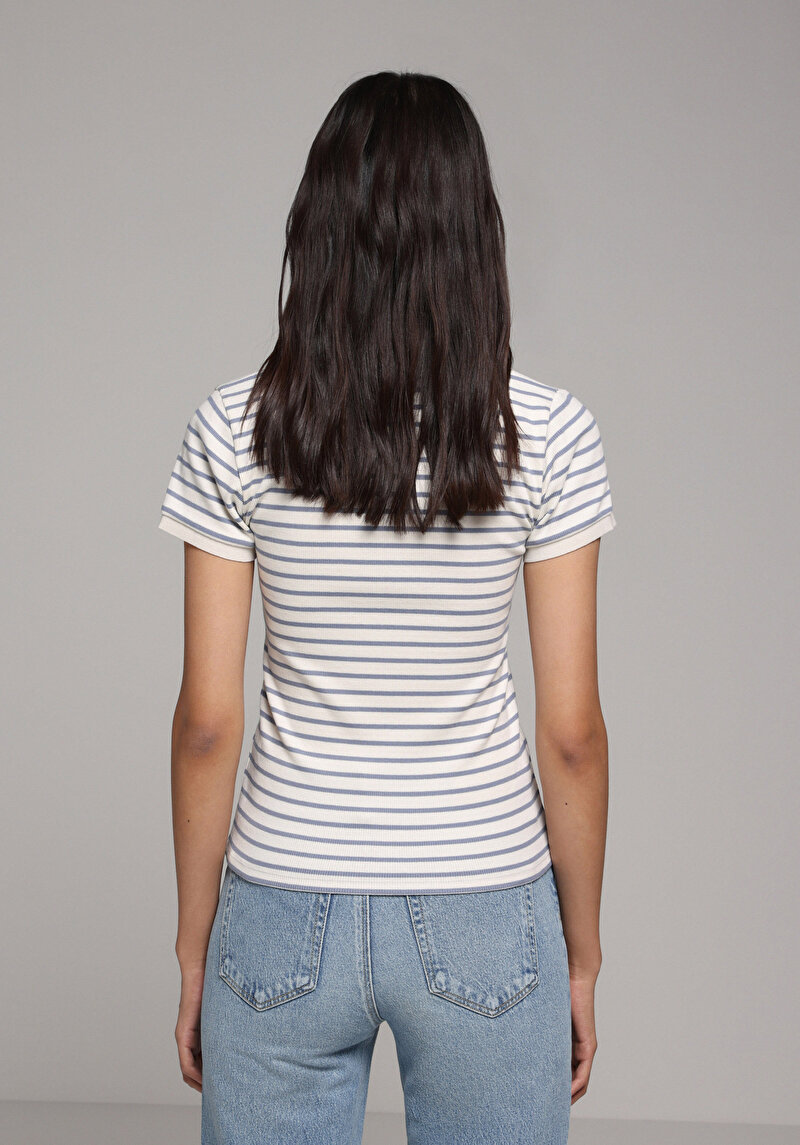 Imagine a Tricou Polo Cu Maneca Scurta De Dama Albastru Slim Fit  Cl1079584