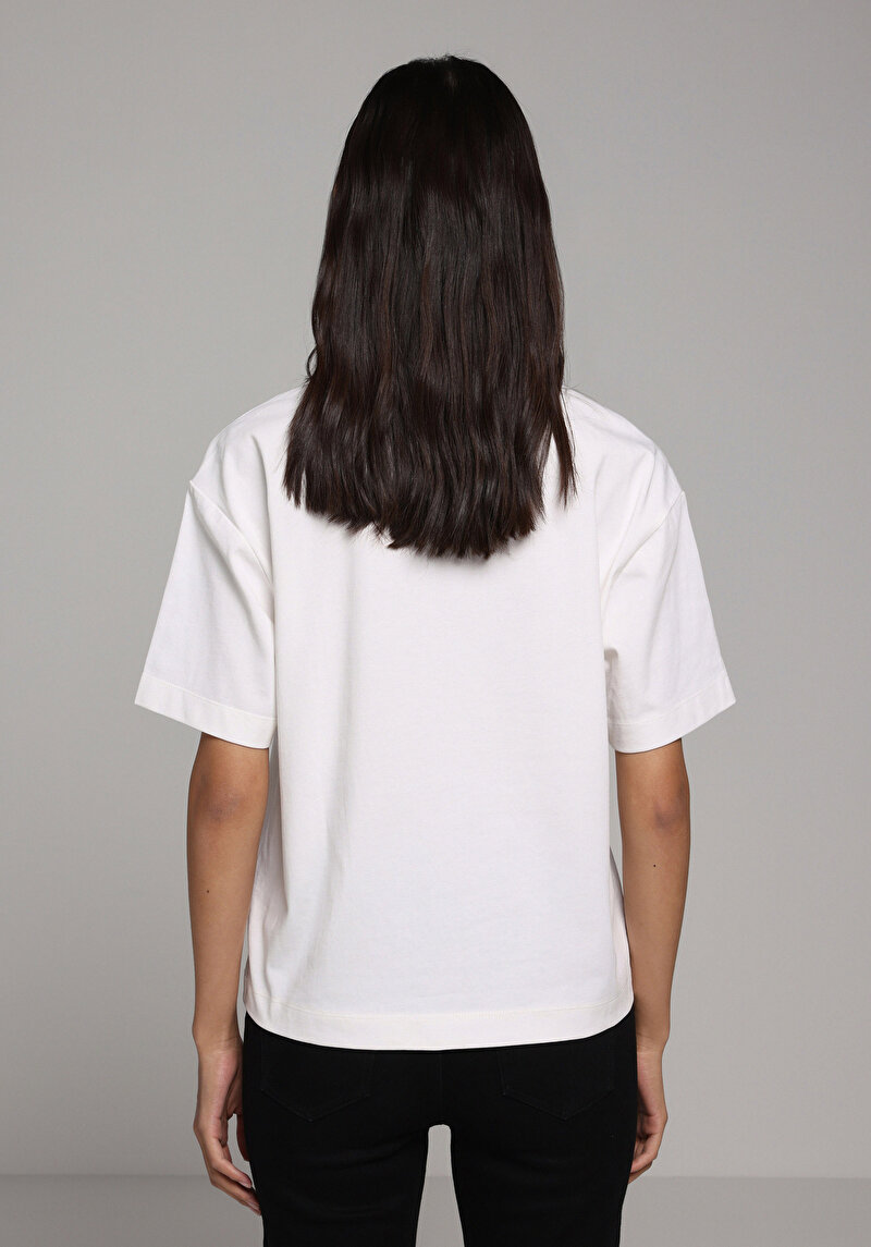 Imagine a Tricou Cu Maneca Scurta De Dama Alb Boyfriend Fit Cl1080058