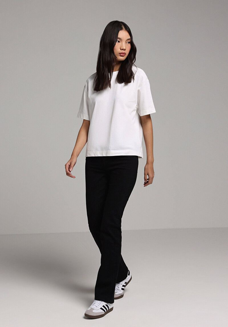 Imagine a Tricou Cu Maneca Scurta De Dama Alb Boyfriend Fit Cl1080058