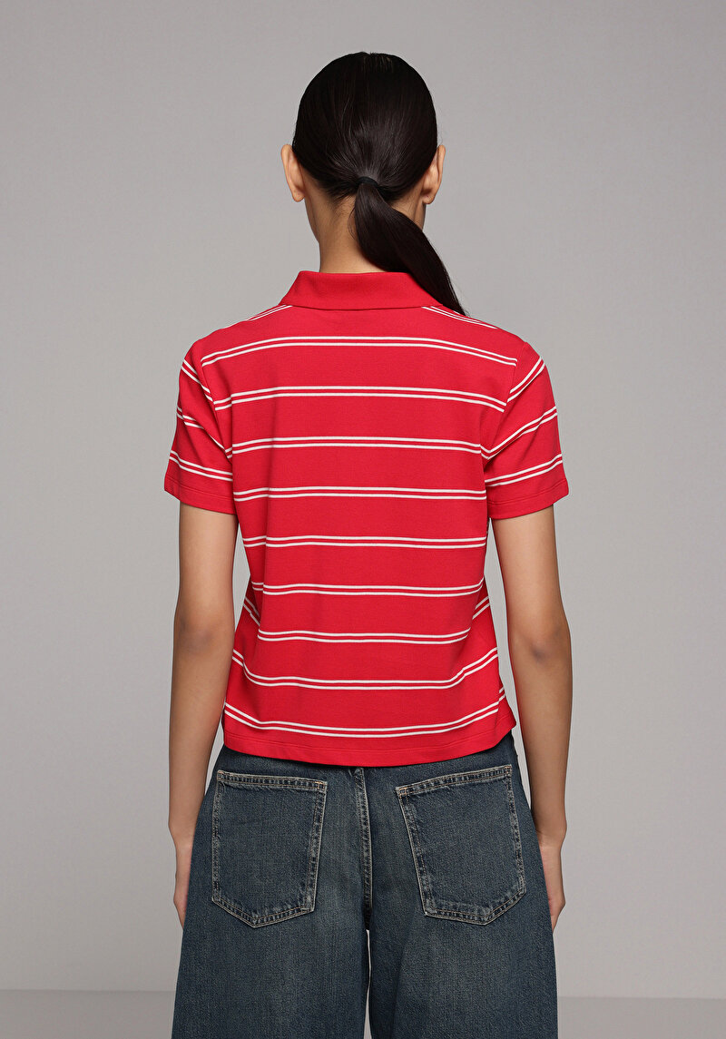 Imagine a Tricou Polo Cu Maneca Scurta De Dama Roşu Regular Fit Cl1078644