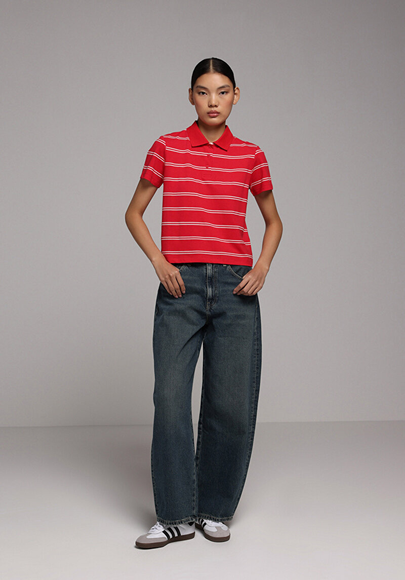 Imagine a Tricou Polo Cu Maneca Scurta De Dama Roşu Regular Fit  Cl1078644