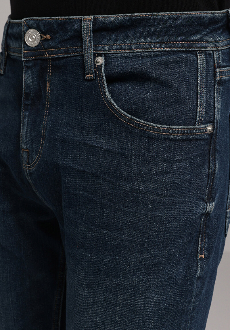 Afișați detalii pentru Pantaloni De Barbati Albastru Inchis Straight Fit 044 Karl Cl1078160