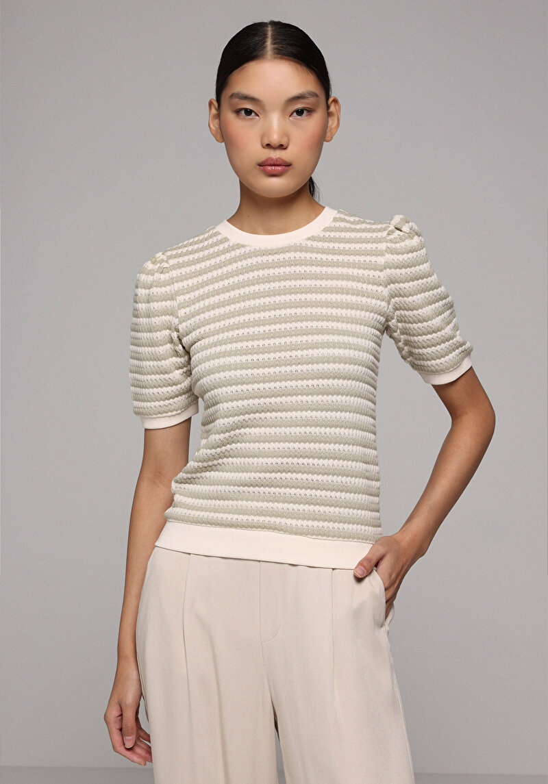 Imagine a Pulover Cu Mâneci Scurte De Dama Verde Slim Fit  Cl1079151