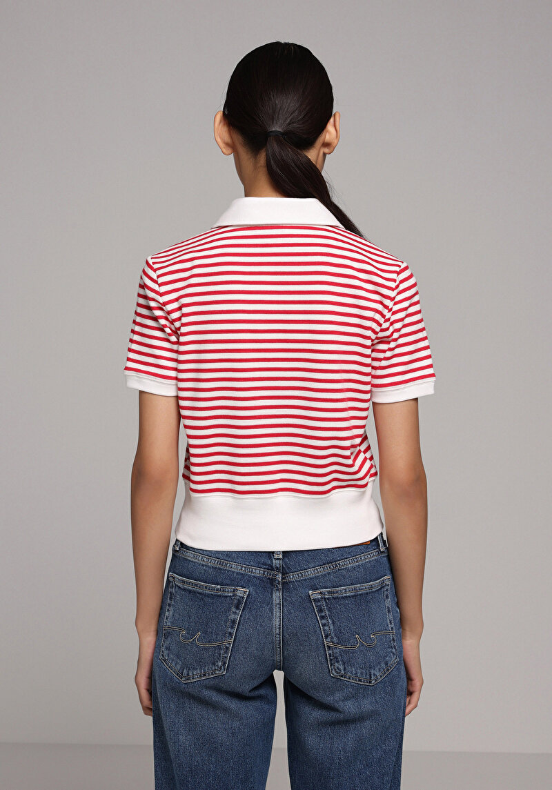 Imagine a Tricou Polo Cu Maneca Scurta De Dama Roşu Slim Fit Cl1079420