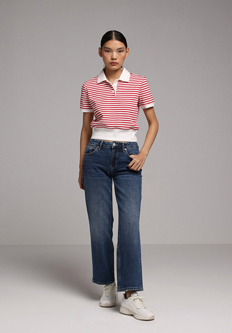 Imagine a Tricou Polo Cu Maneca Scurta De Dama Roşu Slim Fit  Cl1079420