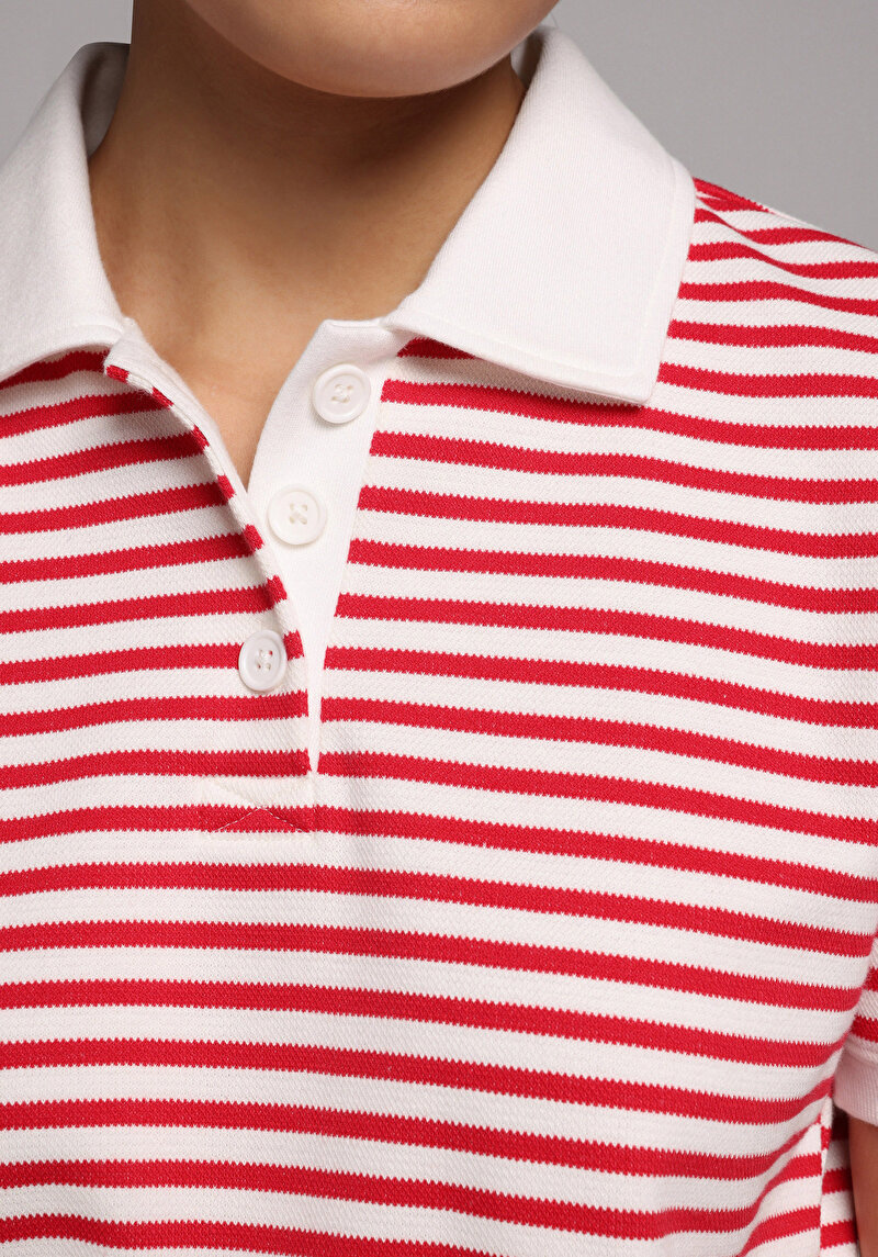 Imagine a Tricou Polo Cu Maneca Scurta De Dama Roşu Slim Fit Cl1079420