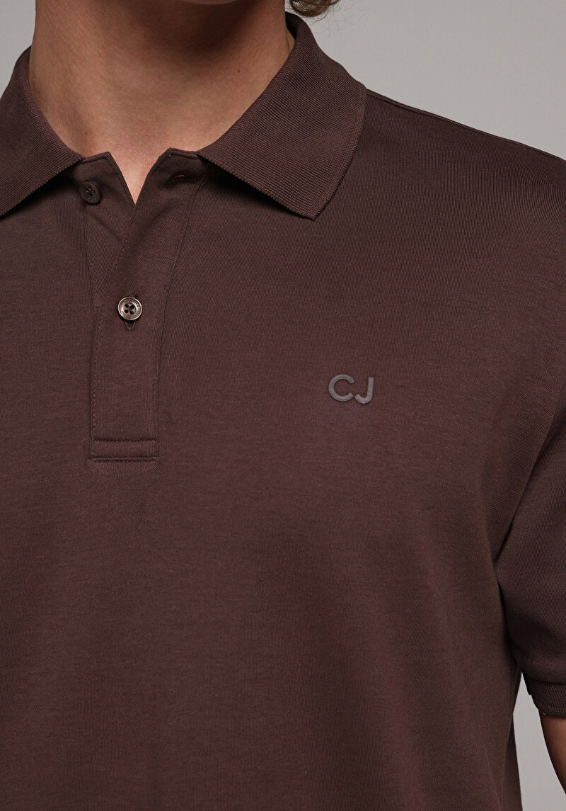 Imagine a Tricou Polo Cu Maneca Scurta De Barbati Maro Regular Fit Cl1080054