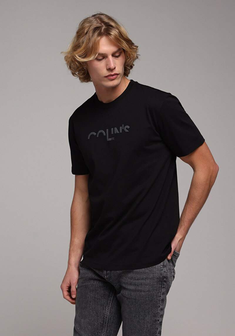 Imagine a Tricou Cu Maneca Scurta De Barbati Negru Regular Fit  Cl1080055