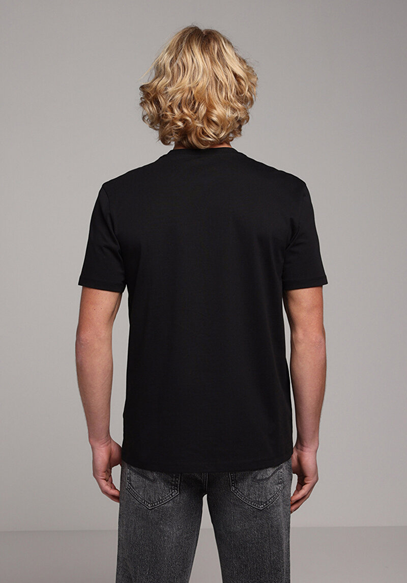 Afișați detalii pentru Tricou Cu Maneca Scurta De Barbati Negru Regular Fit  Cl1080055