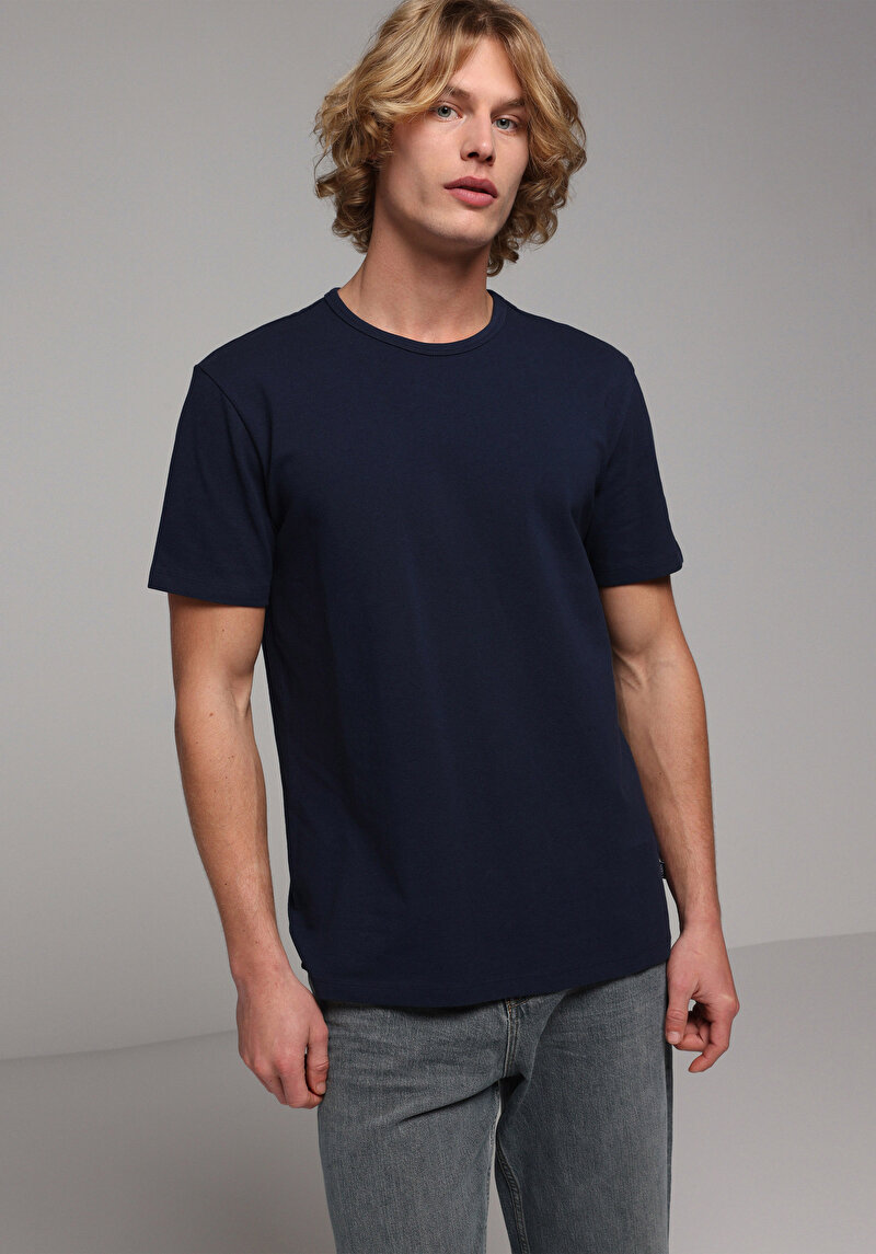 Imagine a Tricou Cu Maneca Scurta De Barbati Albastru Marin Regular Fit Cl1080060