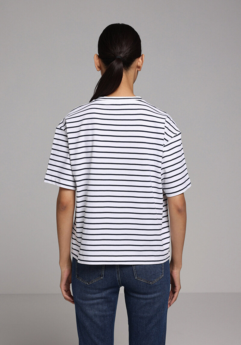 Imagine a Tricou Cu Maneca Scurta De Dama Albastru Marin Boyfriend Fit  Cl1078726