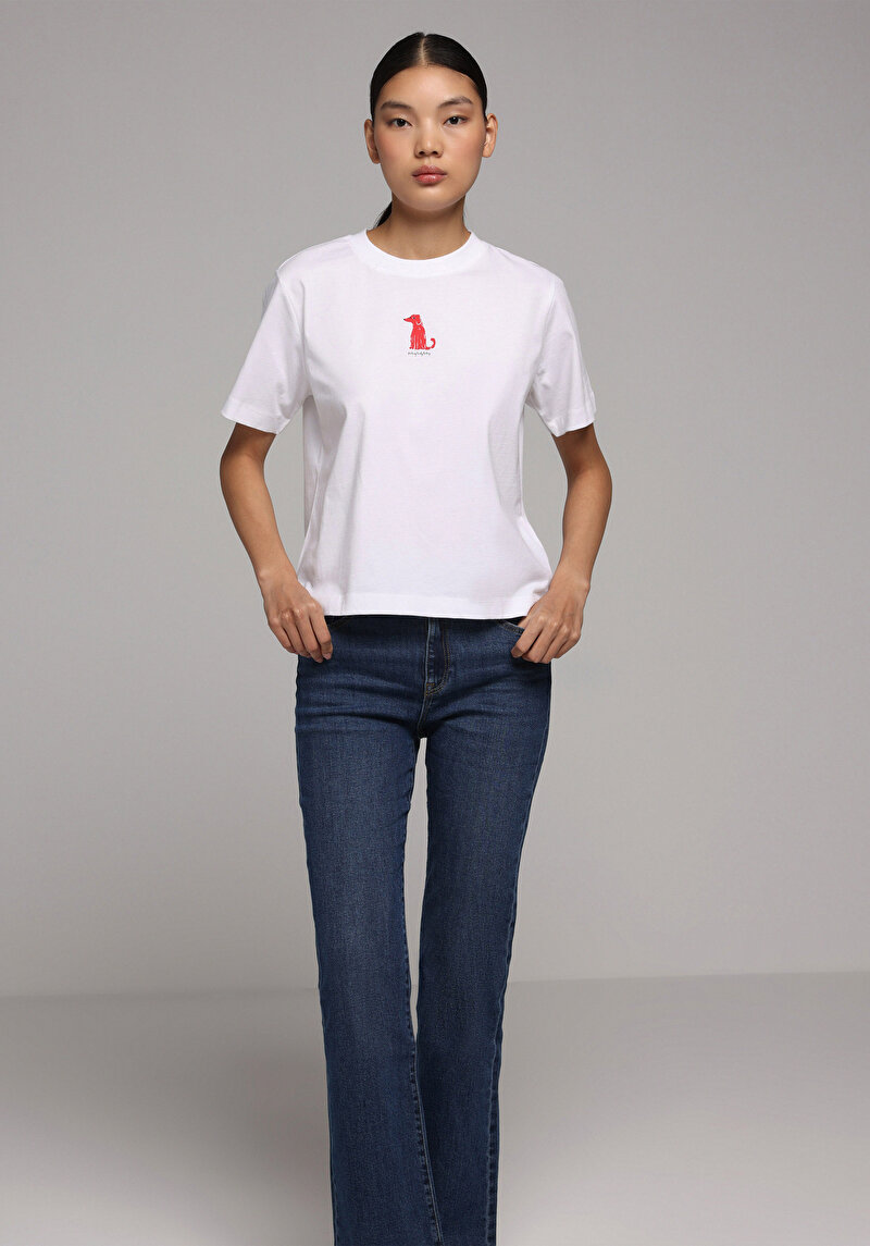 Afișați detalii pentru Tricou Cu Maneca Scurta De Dama Alb Boxy Fit  Cl1078900