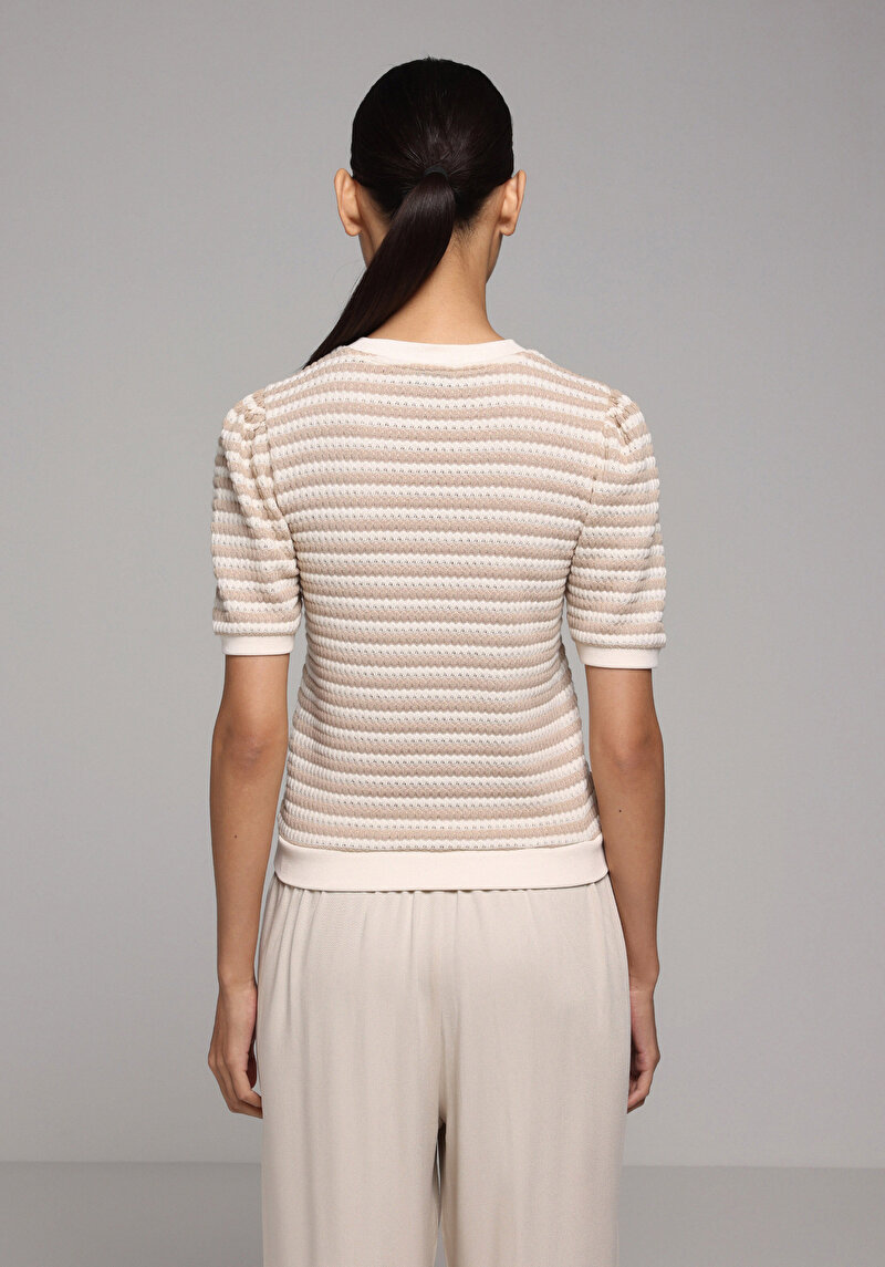 Imagine a Pulover Cu Mâneci Scurte De Dama Bej Slim Fit  Cl1079151