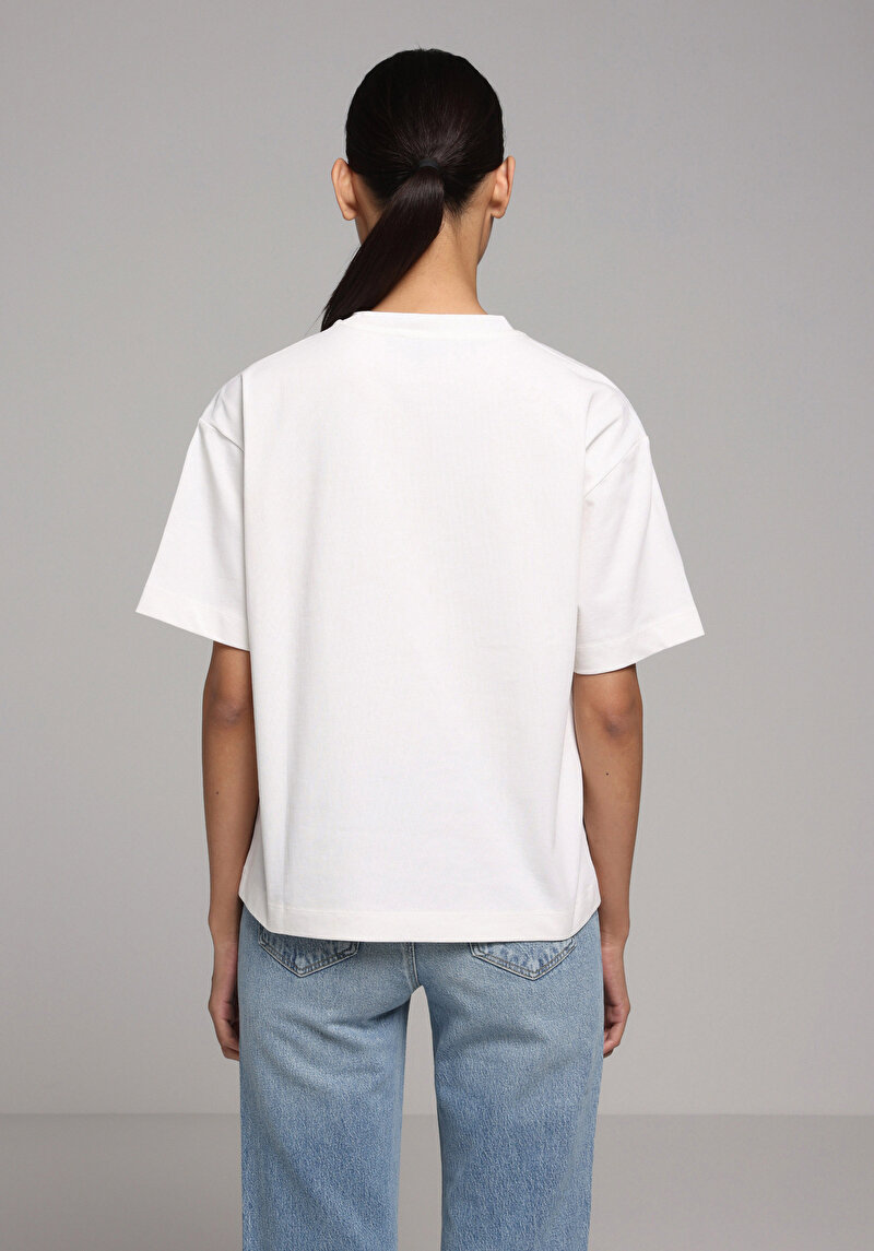 Imagine a Tricou Cu Maneca Scurta De Dama Alb Boyfriend Fit Cl1079355