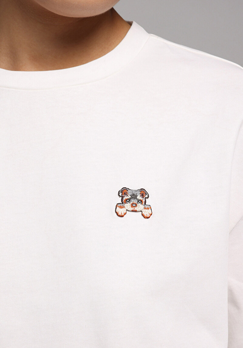 Afișați detalii pentru Tricou Cu Maneca Scurta De Dama Alb Boyfriend Fit  Cl1079355