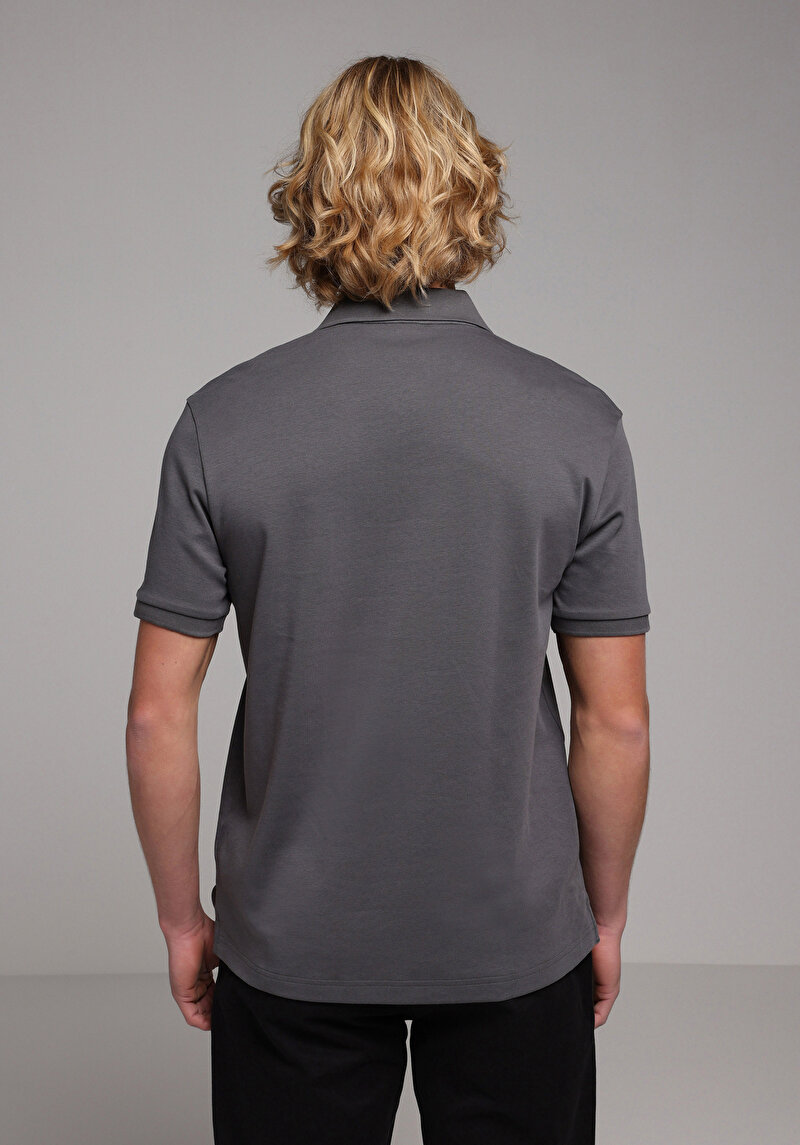 Imagine a Tricou Polo Cu Maneca Scurta De Barbati Antracit Regular Fit Cl1080054