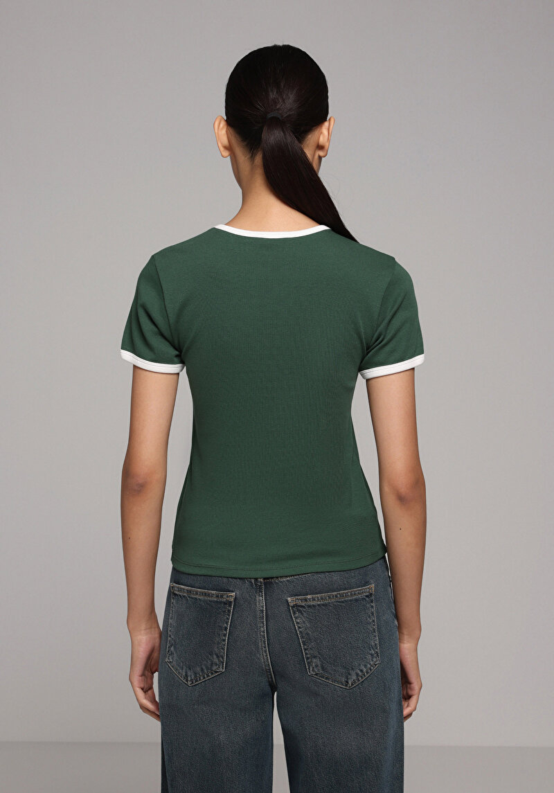 Imagine a Tricou Cu Maneca Scurta De Dama Verde Slim Fit Cl1079496