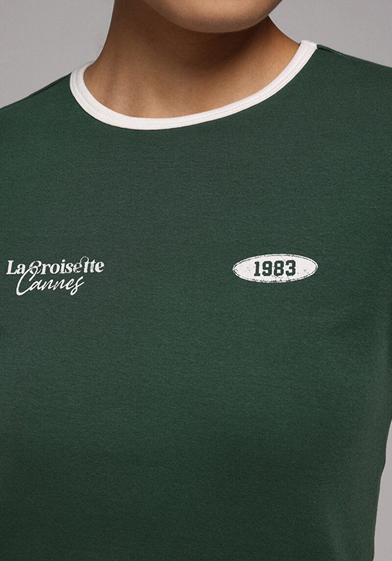 Imagine a Tricou Cu Maneca Scurta De Dama Verde Slim Fit Cl1079496