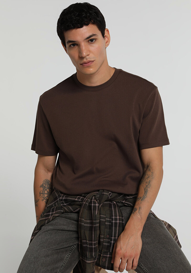 Imagine a Tricou Cu Maneca Scurta De Barbati Maro Regular Fit Cl1080108