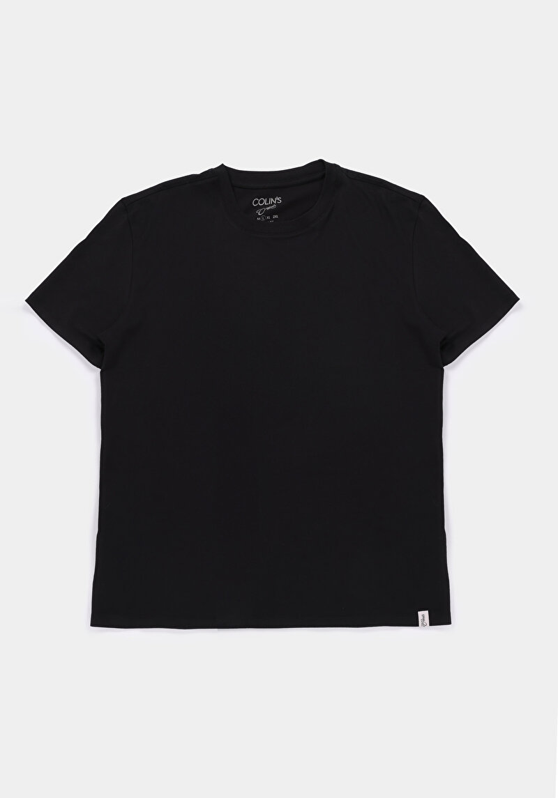 Afișați detalii pentru Regular Fit Round Neck Drept Bărbați Negru Tricou Cu Mânecă Scurtă